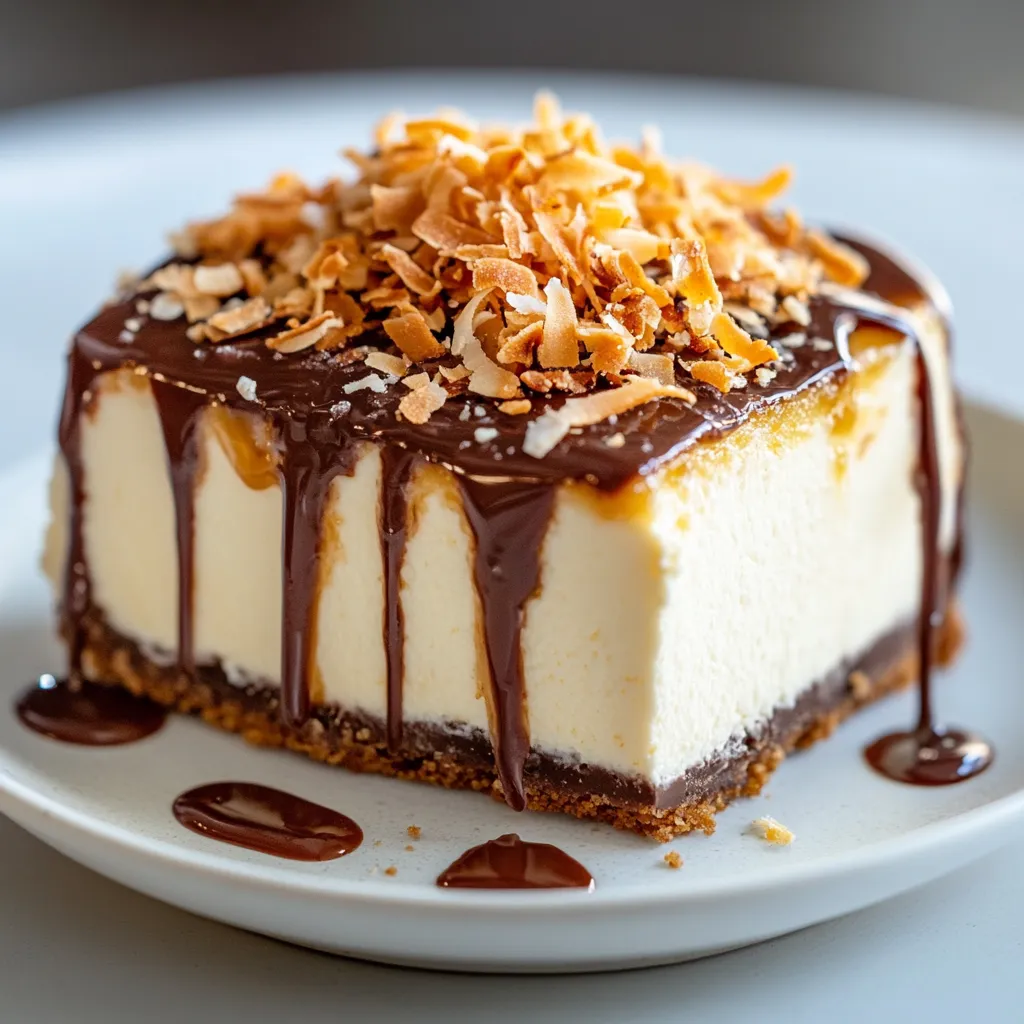 Delve into the delectable world of desserts with this Samoa Cheesecake Delight, a luscious combination of creamy cheesecake and the beloved flavors of Samoa cookies. This enticing dessert stands out with its rich texture and vibrant taste, embodying both indulgence and nostalgia. The layers of shortbread crust, creamy cheesecake filling, and the delicious topping create a heavenly experience for any dessert lover.