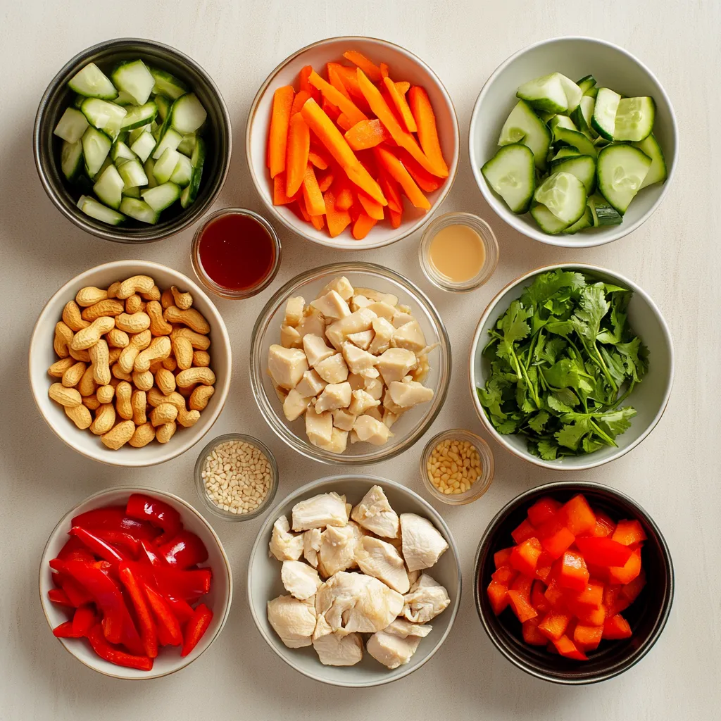 Asian Chopped Chicken Salad offers a delightful combination of vibrant colors, fresh ingredients, and a deliciously creamy peanut dressing that makes it an appealing dish for any meal. This salad not only looks good but also packs a punch in flavor. The mix of crunchy vegetables and tender chicken creates an exciting texture that tantalizes the taste buds, while the peanut dressing adds a rich, nutty flavor that ties everything together perfectly.