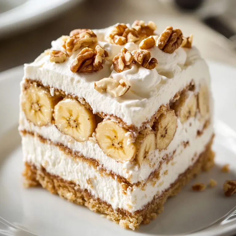 The Heavenly Banana Walnut Cream Cake is a delightful treat that marries the sweet, rich flavors of ripe bananas with the crunch and nuttiness of walnuts. This cake stands out not only for its taste but also for its moist and tender crumb, creating a texture that is hard to resist. The whipped cream topping adds a light and airy finish, making each bite feel indulgent yet refreshing.