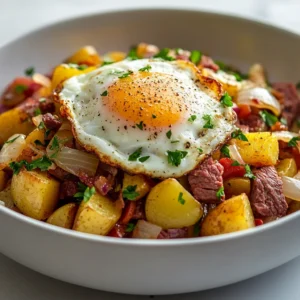 Savory Corned Beef Hash Delight is a hearty and comforting dish that combines the rich flavors of corned beef with tender potatoes and aromatic vegetables, creating a perfect harmony of taste and texture. This dish is particularly well-suited for breakfast, brunch, or even a satisfying dinner. Whether you’re using leftover corned beef or preparing it fresh, this hash can bring a fulfilling and delicious meal to your table that will leave everyone asking for seconds.
