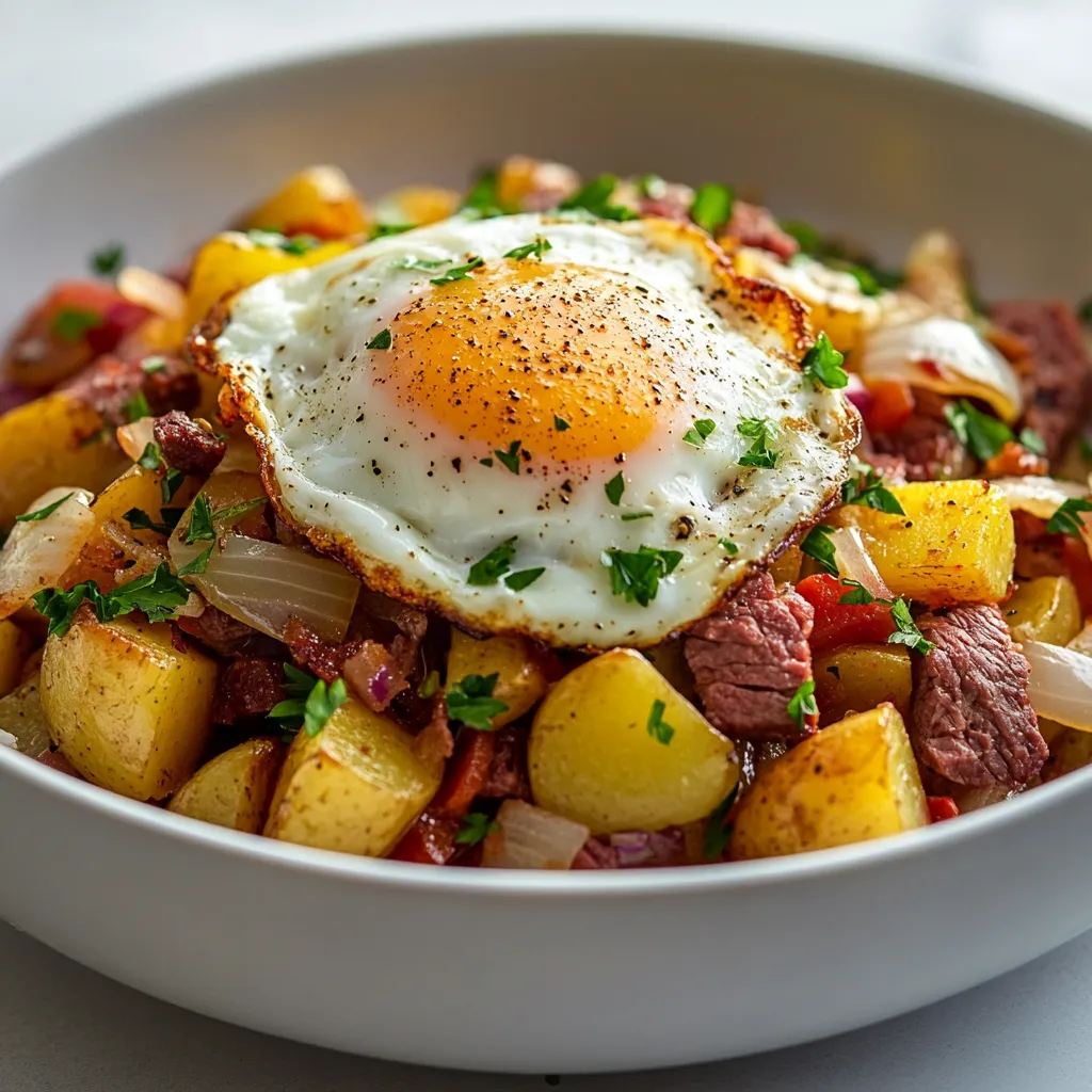 Savory Corned Beef Hash Delight is a hearty and comforting dish that combines the rich flavors of corned beef with tender potatoes and aromatic vegetables, creating a perfect harmony of taste and texture. This dish is particularly well-suited for breakfast, brunch, or even a satisfying dinner. Whether you’re using leftover corned beef or preparing it fresh, this hash can bring a fulfilling and delicious meal to your table that will leave everyone asking for seconds.