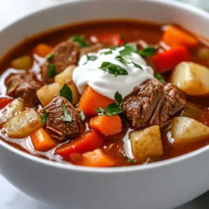 The delightful world of comfort food often leads us to hearty soups that warm the soul, and the Savory Beef Goulash Soup is a quintessential example. This rich and flavorful dish draws inspiration from traditional Hungarian goulash, infusing simple ingredients with delicious spices to create an unforgettable meal. It beautifully combines tender beef with a colorful array of vegetables and aromatic spices, resulting in a soup that is not only satisfying but also bursting with flavor.