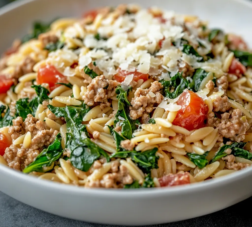 Savory Ground Turkey Spinach Orzo Delight is a heartwarming dish that beautifully combines the flavors of ground turkey, vibrant spinach, and tender orzo pasta. This one-skillet meal not only offers a burst of flavor in every bite but also provides a nutritious option for families looking to enjoy a wholesome dinner. The combination of lean protein from the turkey and the vitamins from the spinach makes this dish a well-rounded choice that satisfies both the palate and nutritional needs.