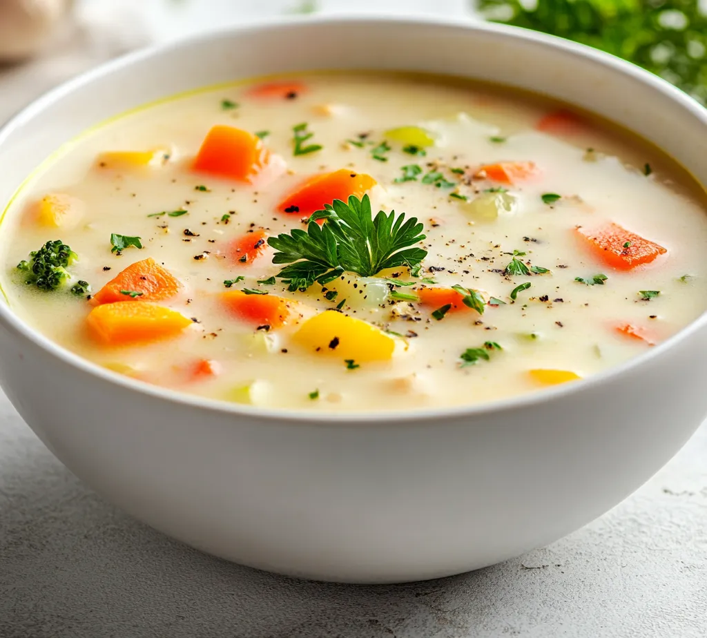 Delve into the world of comforting soups with this creamy Garden Vegetable Bliss Soup. This nourishing recipe is perfect for chilly days or whenever you crave a warm bowl of goodness. Packed with vibrant garden vegetables, it’s not just a feast for the stomach but also for the eyes. The colorful medley of fresh produce provides a delightful array of textures and flavors, making each spoonful a comforting experience. This soup celebrates seasonal vegetables, offering a wholesome and hearty option that can also serve as a delightful starter or a light meal. Enjoy the creamy consistency that encases the vegetables, enhancing their natural flavors and making the soup pure bliss.