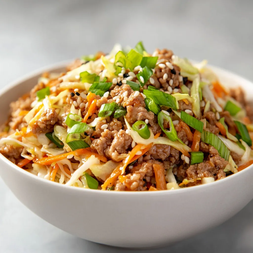 Savory Egg Roll in a Bowl Delight is a modern twist on the traditional egg roll that encapsulates all the cherished flavors and textures without the hassle of deep-frying. With a delightful medley of ground pork, vibrant vegetables, and a savory sauce, this dish provides an uncomplicated way to enjoy classic Asian flavors in a simplified format. Ideal for busy weeknights, this recipe delivers deliciousness and satisfaction in each bite, making it a perfect choice for families or meal prep enthusiasts.