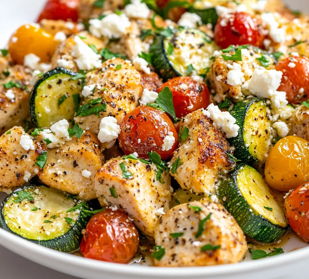 The Mediterranean Chicken and Zucchini Delight is a flavorful and vibrant dish that captures the essence of Mediterranean cuisine. This recipe combines fresh vegetables, tender chicken, and creamy feta cheese, making it as delicious as it is colorful. Each bite offers a burst of flavor, creating a satisfying experience that delights the taste buds. It not only looks appealing but is also packed with nutrients, providing a wholesome meal option for health-conscious eaters.