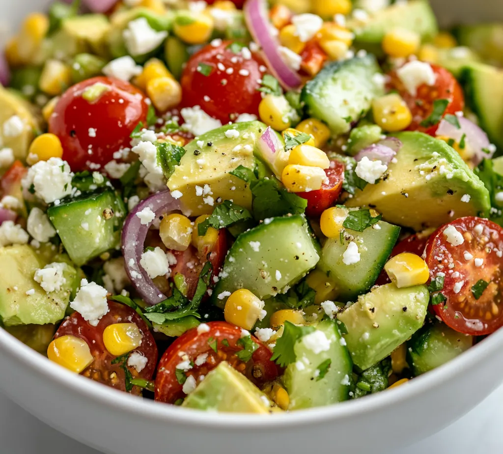 Avocado Delight Salad is a refreshing and vibrant dish that embodies the essence of fresh ingredients. This delightful salad showcases the creamy richness of ripe avocados, balanced by the zesty kick of red onion and the sweetness of juicy cherry tomatoes and corn. Its colorful composition not only appeals to the eyes but also tantalizes the taste buds, making it a perfect addition to any meal.