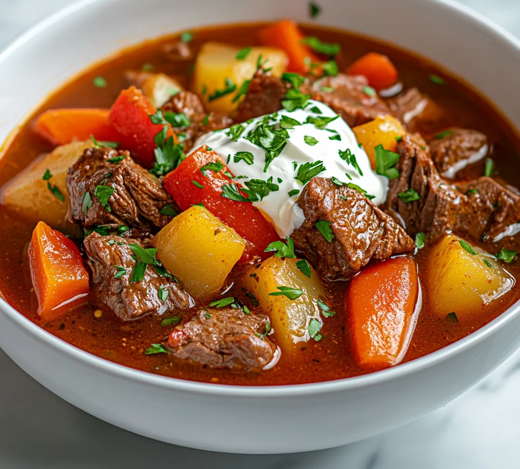 The delightful world of comfort food often leads us to hearty soups that warm the soul, and the Savory Beef Goulash Soup is a quintessential example. This rich and flavorful dish draws inspiration from traditional Hungarian goulash, infusing simple ingredients with delicious spices to create an unforgettable meal. It beautifully combines tender beef with a colorful array of vegetables and aromatic spices, resulting in a soup that is not only satisfying but also bursting with flavor.