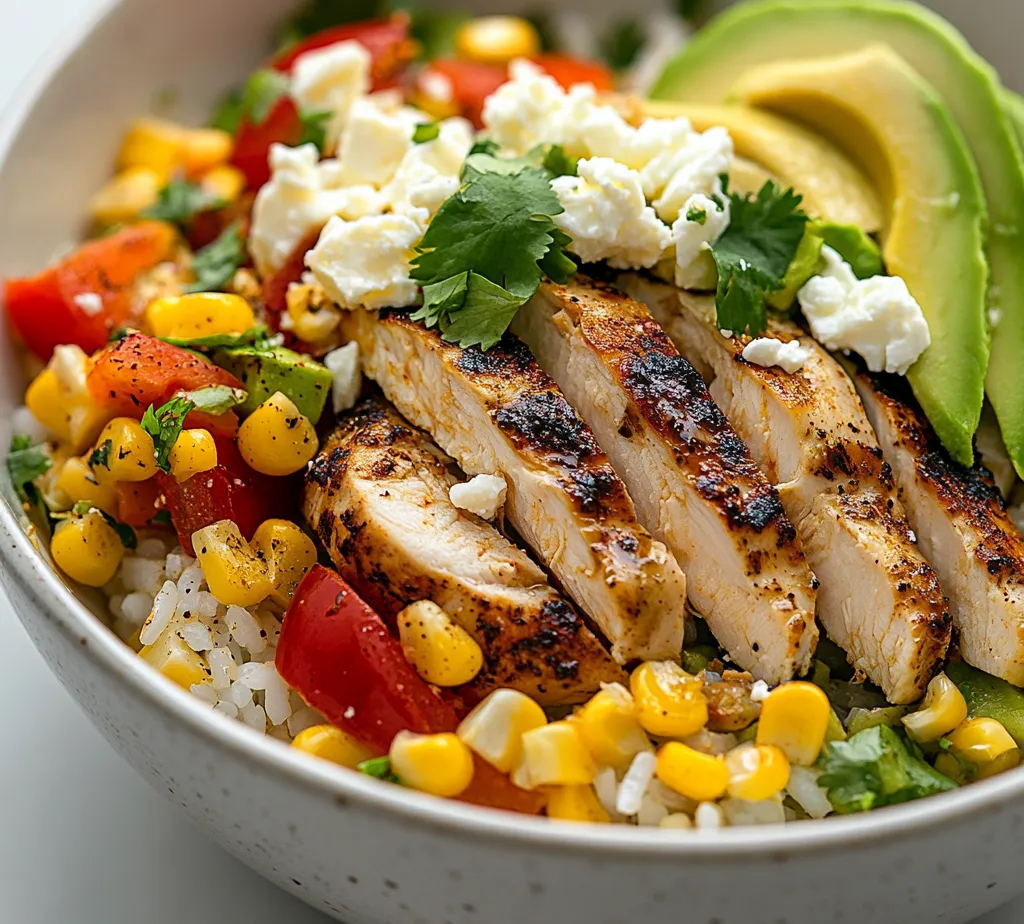 The Street Corn Chicken Rice Bowl brings together the vibrant flavors of street corn—a beloved staple in various culinary traditions—mixed seamlessly with tender chicken, fresh vegetables, and wholesome rice. Street corn, often grilled and coated with cheese, spices, and lime, serves as an inspiration, transforming it into a hearty meal that can be enjoyed at any time of year. This modern take on a classic dish encapsulates the essence of comfort food with an exciting twist.