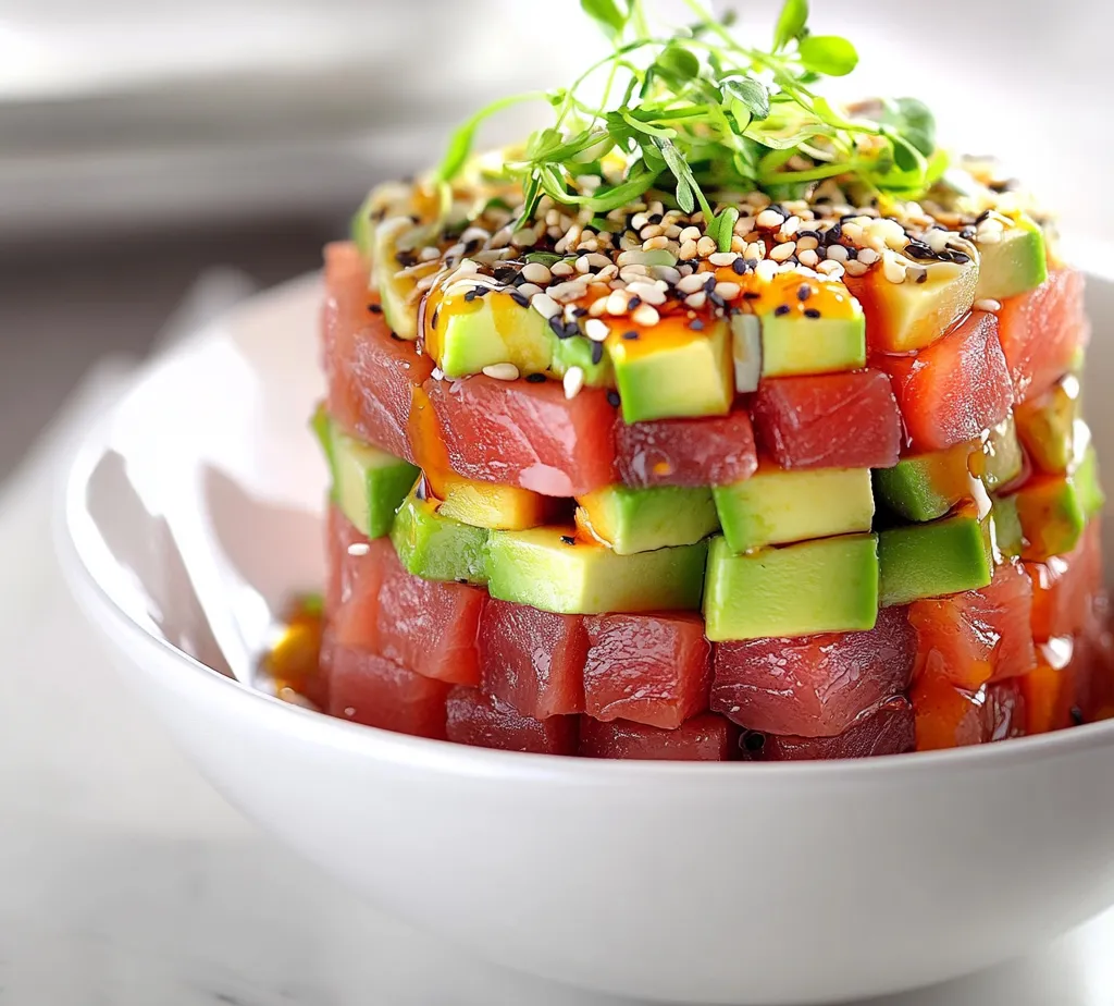 Exploring the world of sushi-inspired dishes can be thrilling, especially when it involves fresh ingredients and vibrant flavors. Spicy Tuna and Avocado Towers combine the best elements of sushi into an elegant appetizer that is not only visually stunning but also packed with taste. The layers of creamy avocado paired with zesty, spicy tuna create a delightful experience that dances on your palate. Each bite is a journey through contrasting textures—smooth, creamy avocado meets the firm, meaty bite of sushi-grade tuna.