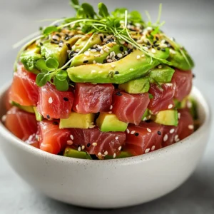 Exploring the world of sushi-inspired dishes can be thrilling, especially when it involves fresh ingredients and vibrant flavors. Spicy Tuna and Avocado Towers combine the best elements of sushi into an elegant appetizer that is not only visually stunning but also packed with taste. The layers of creamy avocado paired with zesty, spicy tuna create a delightful experience that dances on your palate. Each bite is a journey through contrasting textures—smooth, creamy avocado meets the firm, meaty bite of sushi-grade tuna.