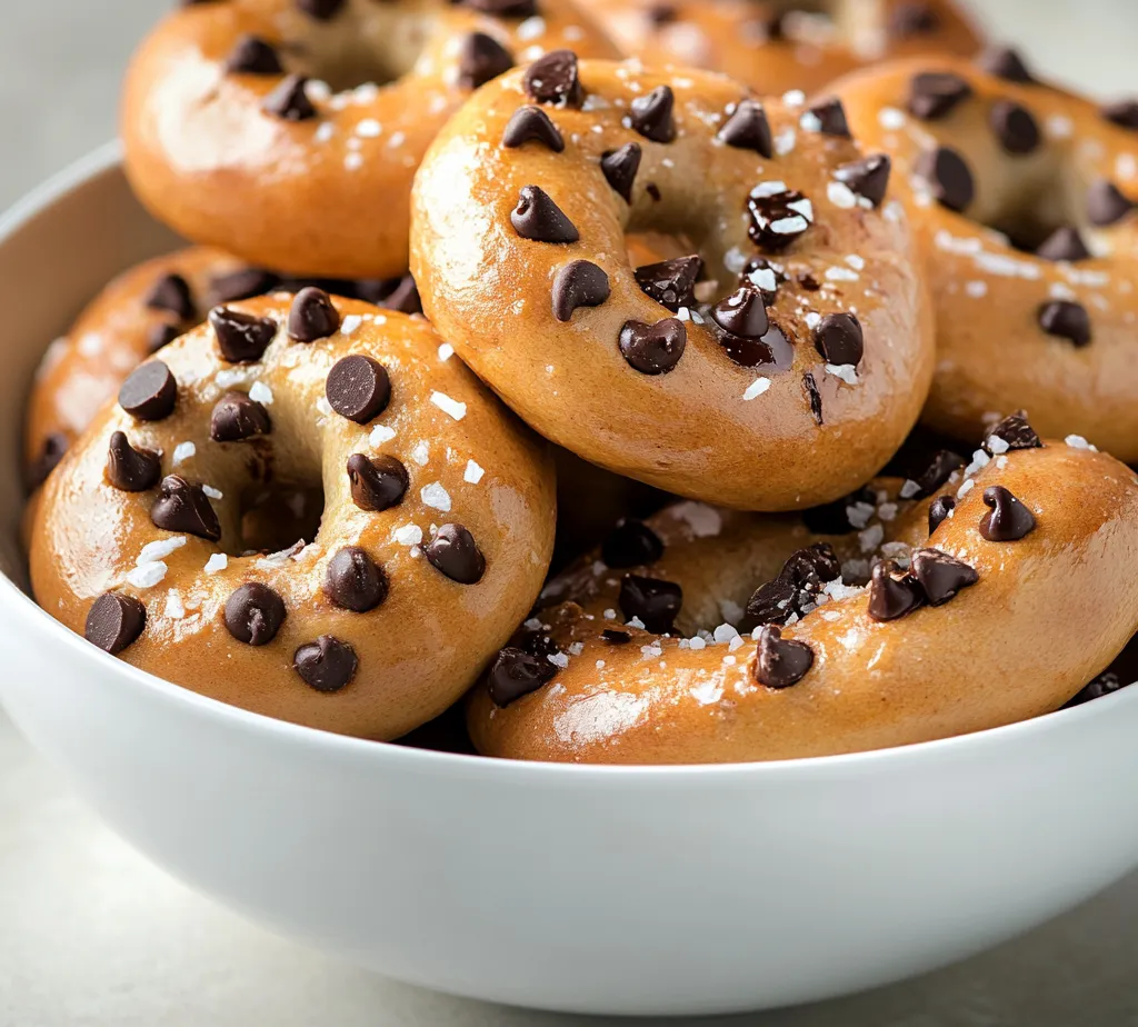 Imagine biting into a warm, soft bagel with a rich, chocolatey flavor. Chocolate chip bagels are a decadent twist on the classic bagel that perfectly blends the comforting characteristics of traditional bread with the indulgent sweetness of chocolate. These homemade delights are ideal for breakfast, brunch, or even as a unique snack. The contrasting textures of the crispy exterior and the tender, chewy interior create a satisfying experience, while the melted chocolate chips offer a delightful burst of flavor. Making bagels from scratch can also be a fun and rewarding cooking project, allowing bakers of any skill level to enjoy the homemade touch in their baked goods.