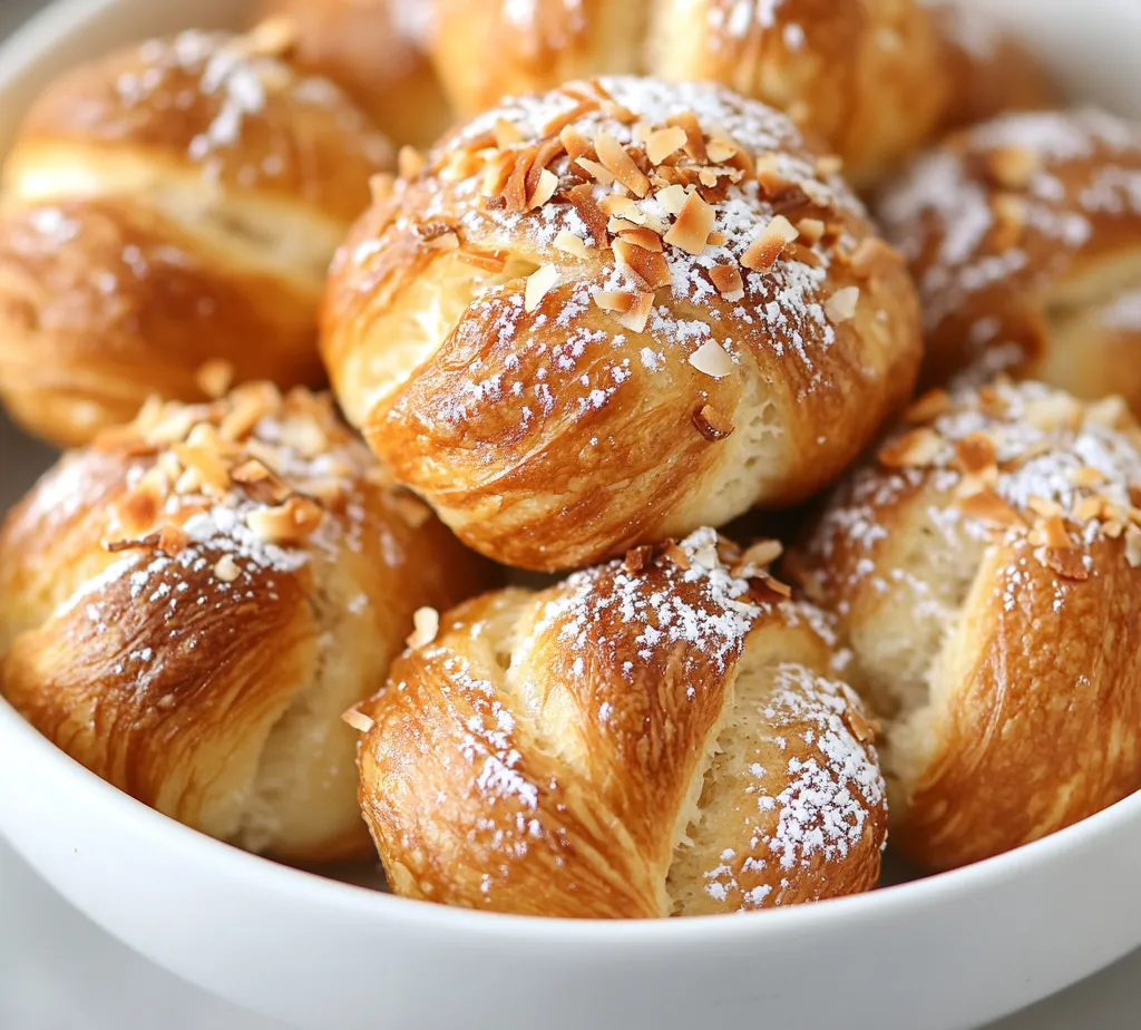 Coconut Knots Delight is a charming and indulgent recipe that brings the tropical flavors of coconut right to your kitchen. Combining the rich taste of coconut with a soft, slightly sweet dough, these knots offer a delightful experience with each bite. Once baked to a golden perfection and topped with powdered sugar and toasted coconut flakes, these treats not only taste amazing but also have an inviting appearance that is sure to impress family and friends.