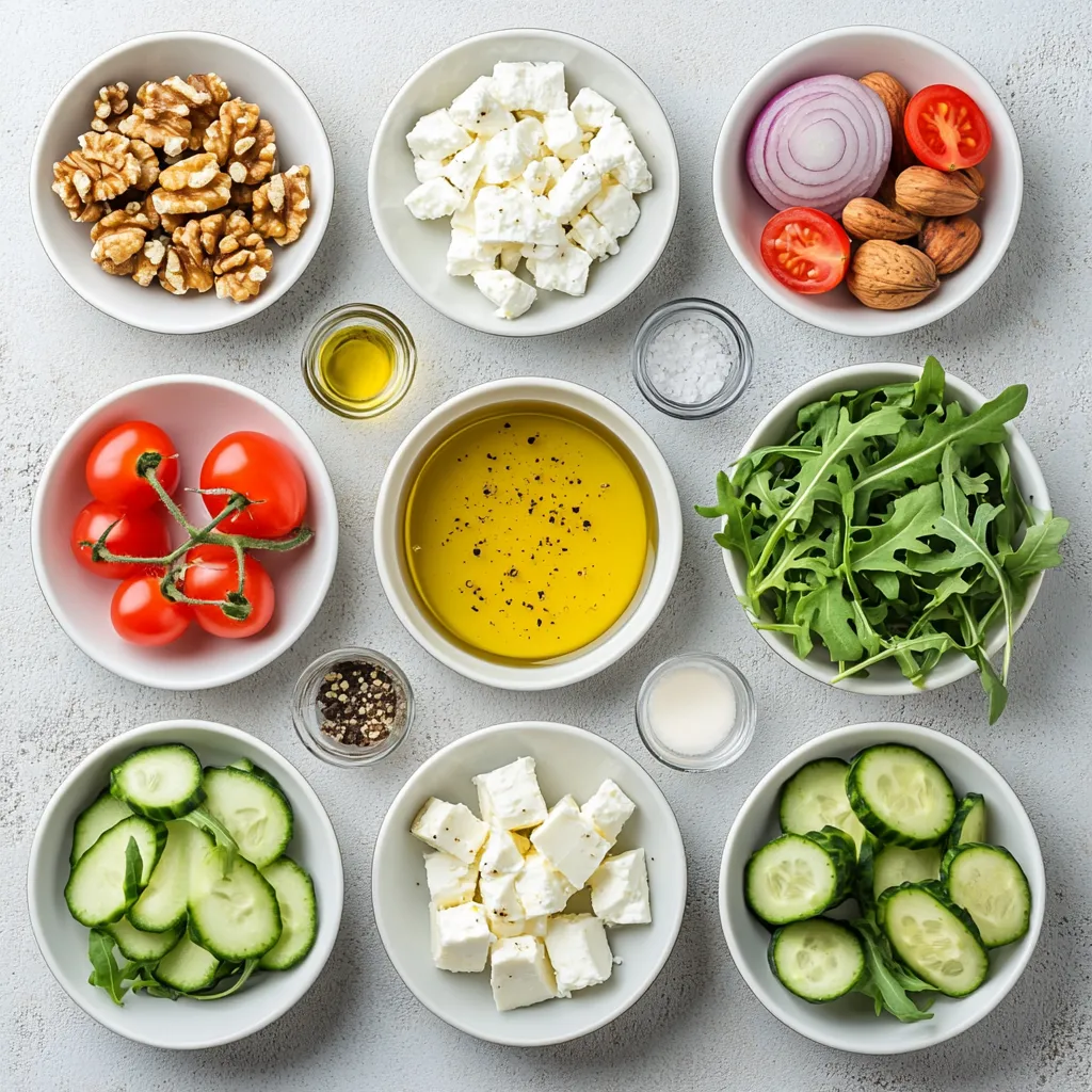 The Arugula Bliss Salad with Lively Lemon Dressing is a vibrant and refreshing dish that combines the peppery notes of arugula with the sweetness of cherry tomatoes and the creaminess of feta cheese. This salad is perfect for any occasion, whether it’s a summer picnic, a light lunch, or as an elegant side dish for a dinner gathering. The lively lemon dressing enhances the natural flavors of the ingredients, making each bite a delightful experience.