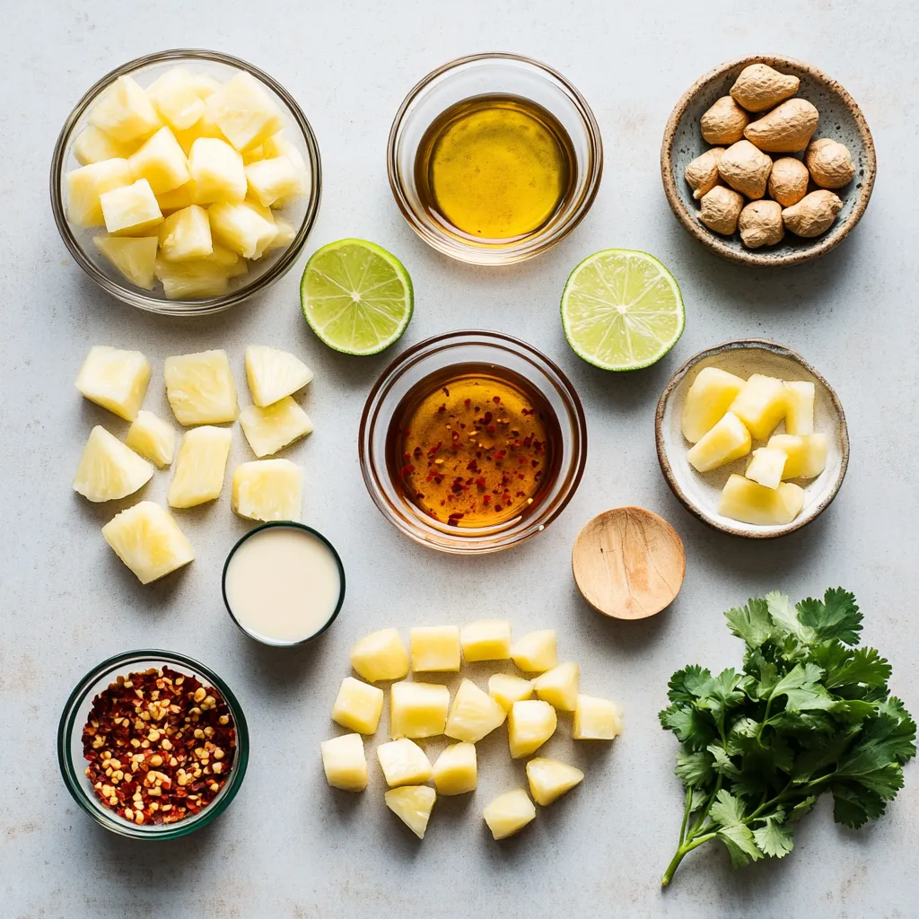 Discover the delightful fusion of sweet and spicy with this Sweet and Spicy Pineapple Delight. This recipe perfectly balances the juicy freshness of ripe pineapple with zesty lime, honey's natural sweetness, and a kick of crushed red pepper flakes. Whether you’re looking for a unique side dish, a refreshing dessert, or a stunning appetizer, this dish is sure to impress. The vibrant colors and contrasting flavors will elevate any gathering, making it an ideal choice for summer barbecues, casual family dinners, or festive occasions.