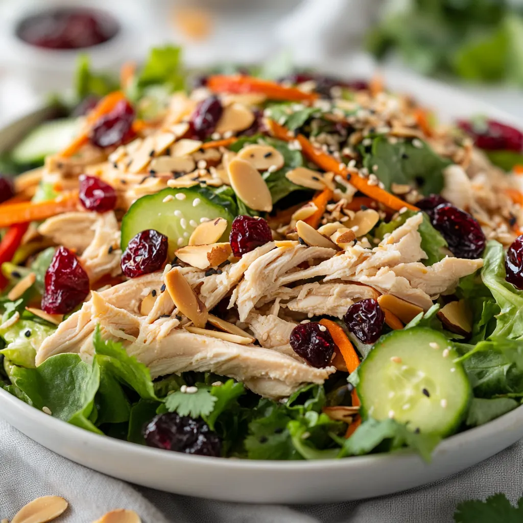 The Asian Chicken Cranberry Salad is a delightful medley of flavors and textures that come together in a vibrant dish, ensuring every bite is a celebration of freshness. With tender shredded chicken, a rainbow of fresh vegetables, and the sweet-tart crunch of dried cranberries, this salad is not only visually appealing but also a nutritious powerhouse. This salad balances savory and sweet, making it an enticing option for those looking to enjoy a light yet satisfying meal.