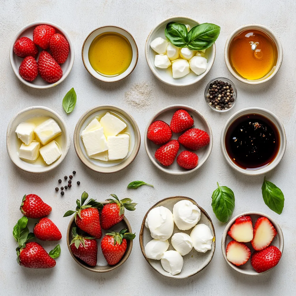 The Balsamic Strawberry Caprese Salad is a refreshing twist on the classic Caprese dish, combining the sweet and tangy flavors of fresh strawberries with the creaminess of mozzarella cheese. This vibrant salad is not simply a feast for the eyes; it is a harmonious blend of flavors that plays brilliantly on the palate. The freshly sliced strawberries provide a succulent sweetness that contrasts beautifully with the rich, milky texture of the mozzarella, while the aromatic basil leaves deliver an invigorating essence that elevates the entire dish.