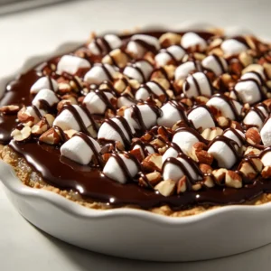 Indulge in the luscious world of desserts with the Rocky Road Indulgence Pie, a sumptuous treat that marries the flavors of rich chocolate, fluffy marshmallows, and crunchy nuts. This no-bake pie is perfect for any occasion, offering a delightful blend of textures and flavors that will satisfy your sweet tooth. Whether you’re entertaining guests or simply craving a treat, this recipe will guide you toward creating a show-stopping dessert.