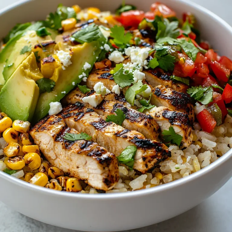 The Street Corn Chicken Rice Bowl brings together the vibrant flavors of street corn—a beloved staple in various culinary traditions—mixed seamlessly with tender chicken, fresh vegetables, and wholesome rice. Street corn, often grilled and coated with cheese, spices, and lime, serves as an inspiration, transforming it into a hearty meal that can be enjoyed at any time of year. This modern take on a classic dish encapsulates the essence of comfort food with an exciting twist.