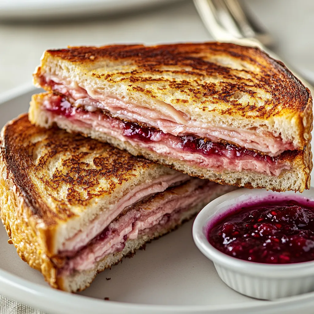 The Ultimate Monte Cristo is a rich and decadent sandwich that combines the tender flavors of ham, roasted turkey breast, and melted Swiss cheese, all nestled between crispy, golden-brown Challah bread. This sandwich is taken to the next level with the addition of a sweet and tangy lingonberry dipping sauce. The combination of flavors and textures creates a truly unforgettable experience for the palate. The Ultimate Monte Cristo is perfect for special occasions or as a treat for a weekend brunch. Not specified in the recipe is the ideal time of day to serve, but based on its components, it seems like it would be a great fit for either lunch or dinner.
