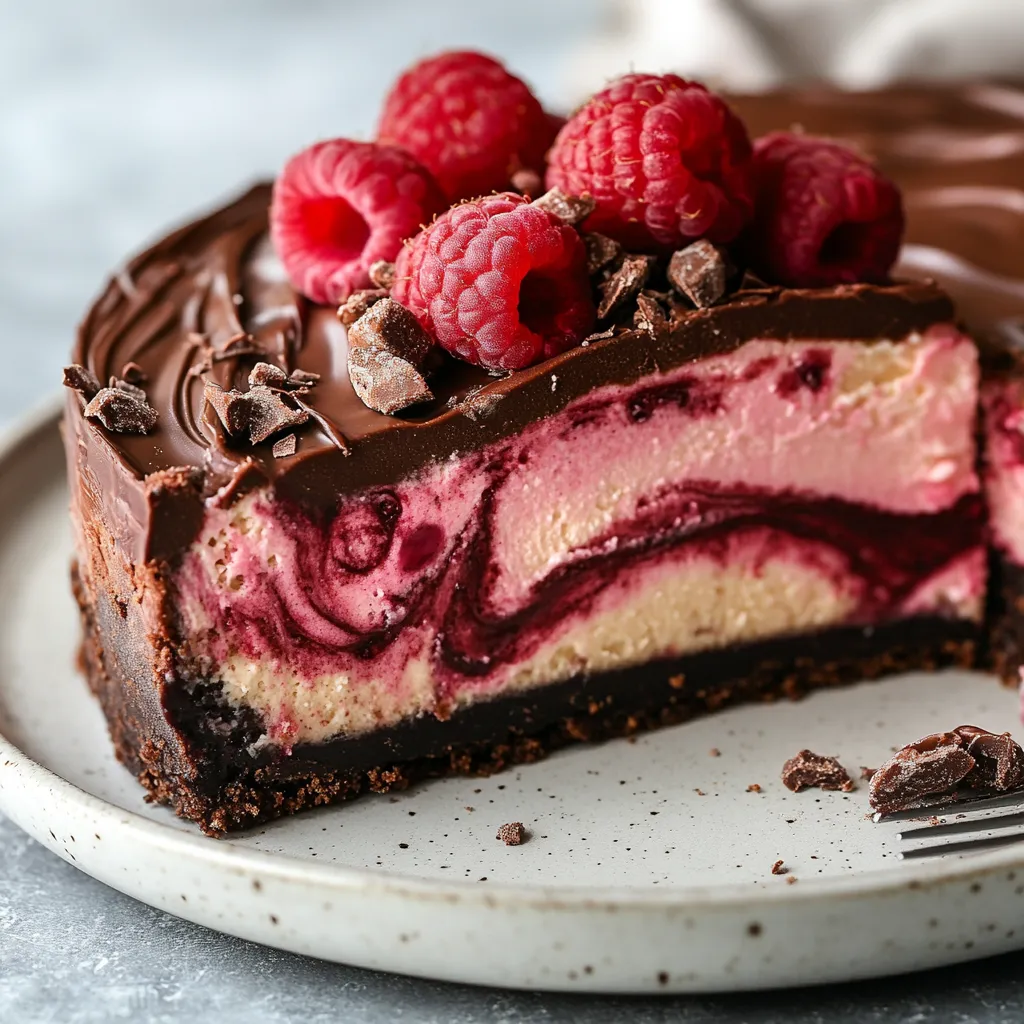 The combination of rich chocolate and sweet raspberries creates a decadent dessert experience, with the added crunch of Kellie rice cakes providing a delightful textural element. This recipe showcases the perfect blend of flavors and textures. The Triple Chocolate Raspberry Cheesecake is a show-stopping dessert that is sure to impress, with its creamy cheesecake, melted chocolate, and fresh raspberries. Not specified in the recipe is when to serve this dessert, but it's likely suitable for special occasions or as a treat any time of the year.