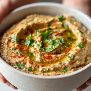 Baba ganoush is a delicious and smoky eggplant dip that originates from the Middle East. It is perfect for snacking or as a side dish, and its rich, creamy flavor makes it a popular choice for various occasions. The smoky flavor in baba ganoush is achieved by roasting the eggplants, which gives the dish a deep, velvety texture and a unique taste. Not specified in the recipe is the exact origin or history of baba ganoush, but it is widely known and enjoyed in many parts of the world.