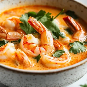 Thai cuisine is renowned for its bold flavors and aromas, with an emphasis on utilizing fresh ingredients and an array of spices. The Thai Coconut Shrimp Soup embodies the essence of Thai cuisine, blending the richness of coconut milk with the succulence of shrimp to create a dish that is both flavorful and nourishing. This soup is a staple in Thai restaurants and homes alike, cherished for its creamy texture and spicy undertones. Not specified in the recipe is when this dish is typically served, but given its comforting nature, it would be suitable for a variety of occasions, whether it be a casual weeknight dinner or a special gathering.