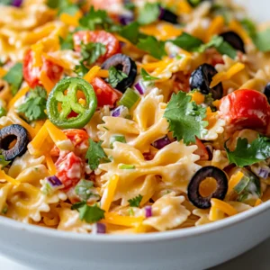The Taco Pasta Salad recipe is a unique and delicious fusion of Mexican and Italian flavors, perfect for those looking for a quick and easy meal. This dish is great for any occasion, whether it's a weeknight dinner or a weekend lunch. The combination of flavors and textures in this recipe makes it a standout among other pasta salads. Not specified in the recipe is the ideal time to serve this dish, but it's likely suited for any time of the year, given its versatility and flavor profile.