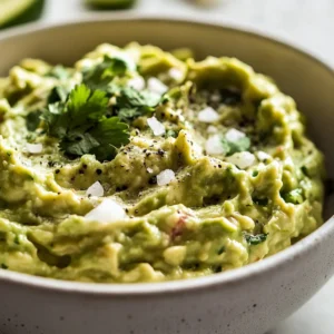 Guacamole is a dip that originates from Mexico, known for its rich and creamy texture along with its fresh flavor. It has become a staple in many cuisines around the world and can be enjoyed with a wide variety of dishes, from traditional Mexican tacos to grilled meats and vegetables. The versatility of guacamole makes it a favorite among many, as it can be easily adapted to suit various tastes and dietary requirements. Not specified in the recipe is the specific occasion or time when this guacamole is best served, but given its simplicity, it could be a great addition to any meal or snack.