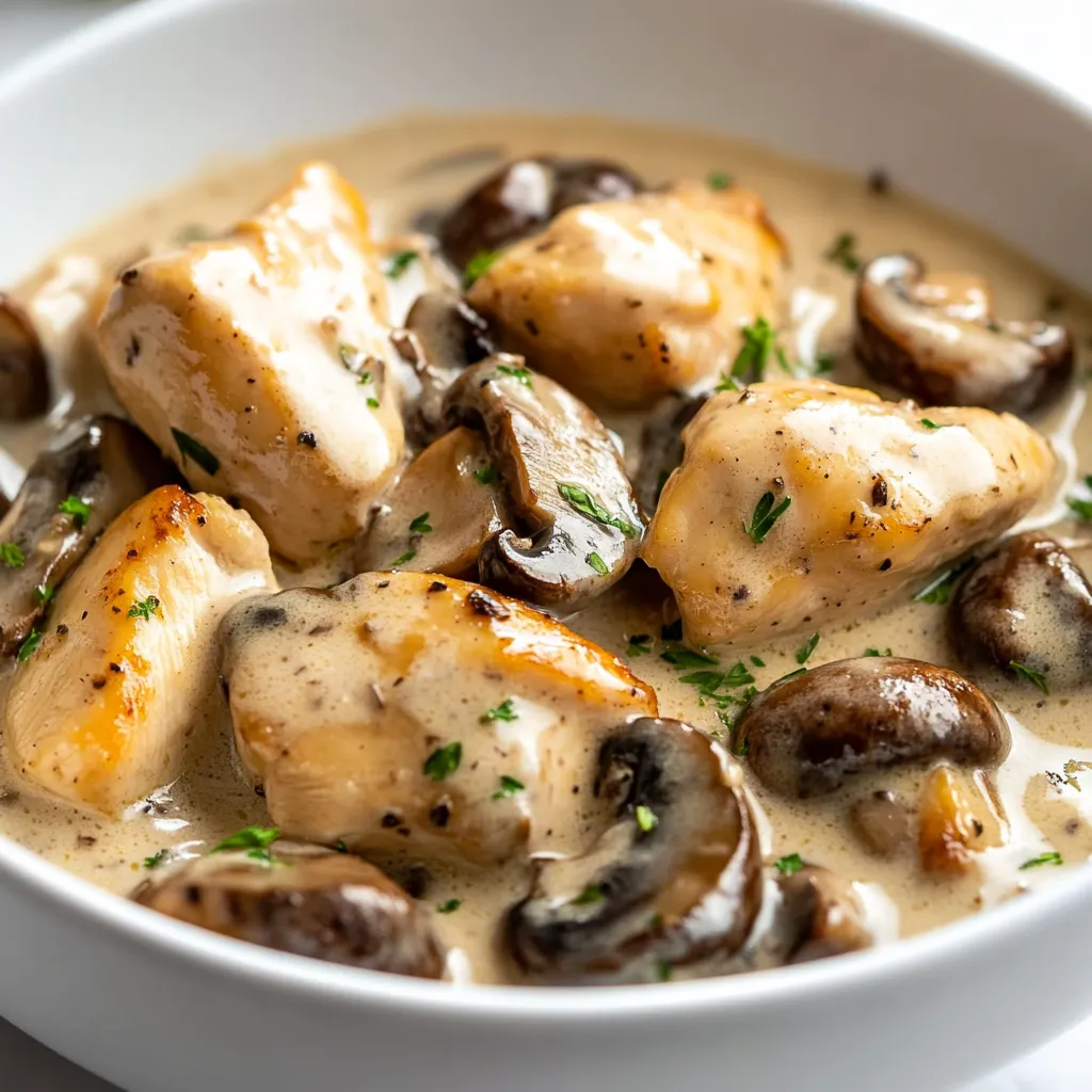 The Delicious Chicken with Mushroom Cream Sauce Recipe is a mouth-watering dish that combines the tender flavor of chicken with the rich, earthy taste of mushrooms in a creamy sauce. This recipe is perfect for a quick and satisfying meal, ideal for serving on a weeknight or a special occasion. The combination of flavors and textures creates a dish that is both savory and comforting, making it suitable for a variety of tastes and preferences.