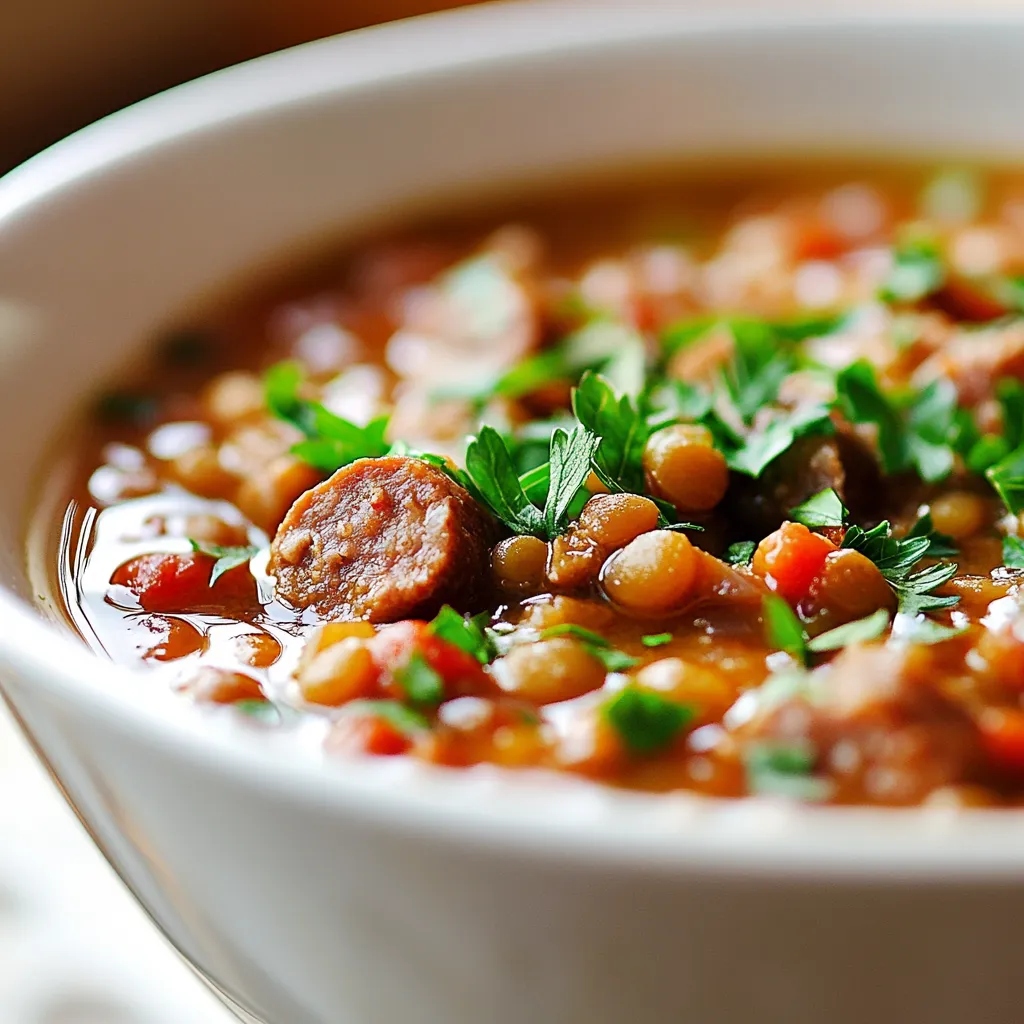 The Sausage Lentil Soup Delight recipe is a perfect combination of sweet Italian sausage, lentils, and vegetables, making it a hearty and flavorful soup. This dish is ideal for a weeknight dinner or a special occasion, offering a delicious and satisfying meal. The taste of this soup is a balance of savory sausage, slightly sweet lentils, and fresh vegetables, creating a comforting and warm experience for the palate. When to serve this soup is not specified in the recipe, but it can be enjoyed during any time of the year, especially during colder months when a warm and nourishing meal is needed.