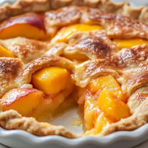Peach pie is a classic dessert that showcases the sweetness of fresh peaches, often combined with creamy fillings and spices to create an irresistible treat. The combination of fresh peaches and creamy filling, surrounded by a flaky pie crust, is sure to be a hit with anyone who tries it. This creamy peach pie is perfect for warm weather gatherings, potlucks, or as a sweet treat for your family. Not specified in the recipe is the ideal time of year to serve this dessert, but it's likely that it would be most enjoyable during the summer months when peaches are in season.
