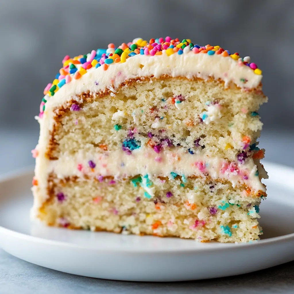 The Funfetti Birthday Surprise cake is a delightful and colorful dessert perfect for celebrating special occasions. This cake is not only visually appealing but also offers a delicious taste experience. It's ideal for birthdays, making it a great way to add a personal touch to the celebration. The recipe yields two 9-inch round cakes, serving 8-10 people, making it perfect for small to medium-sized gatherings. Not specified in the recipe is when to serve the cake, but it's clear that it's meant for special occasions.