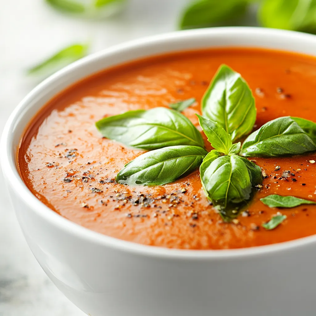 The Creamy Tomato Basil Soup is a delightful and comforting meal option that combines the richness of fresh tomatoes, basil, and coconut milk. This vegan and paleo-friendly recipe is perfect for those seeking a healthy and delicious meal. The soup is ideal for a comforting meal, but the specific occasions or times to serve are not specified in the recipe. The taste of the soup is a perfect blend of fresh and creamy flavors, making it a great option for anyone looking for a healthy and delicious meal. However, the exact description of the taste is not fully detailed in the recipe, but it's inferred to be rich and satisfying due to the combination of ingredients.