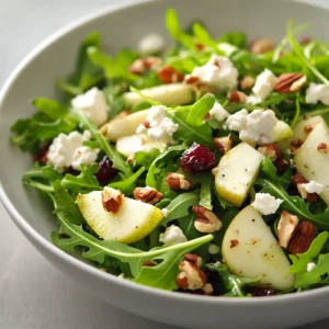 The Delicious Goat Cheese Salad with Arugula and Apple is a fresh and flavorful dish, perfect for a quick lunch or dinner, combining tangy goat cheese, crunchy apples, and peppery arugula. This easy-to-make recipe is ideal for those looking for a healthy and tasty meal, with the perfect blend of flavors and textures. Not specified in the recipe is the exact occasion or event for which this salad is most suitable, but its light and refreshing nature makes it a great candidate for a variety of gatherings or everyday meals.