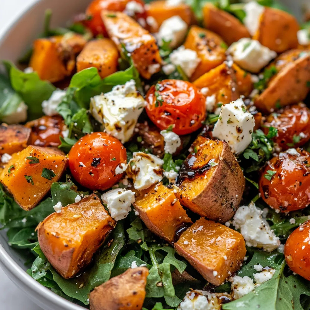 The Delicious Roasted Sweet Potato Salad with Balsamic Vinaigrette Recipe is a unique and flavorful dish that combines the natural sweetness of roasted sweet potatoes with the tanginess of balsamic vinaigrette. This recipe is perfect for those looking to add some excitement to their salad repertoire. The combination of roasted sweet potatoes, mixed greens, cherry tomatoes, and feta cheese creates a delicious and satisfying salad that is sure to please even the most discerning palates. The sweetness of the sweet potatoes pairs perfectly with the tanginess of the balsamic vinaigrette, creating a harmonious balance of flavors that will leave you wanting more.