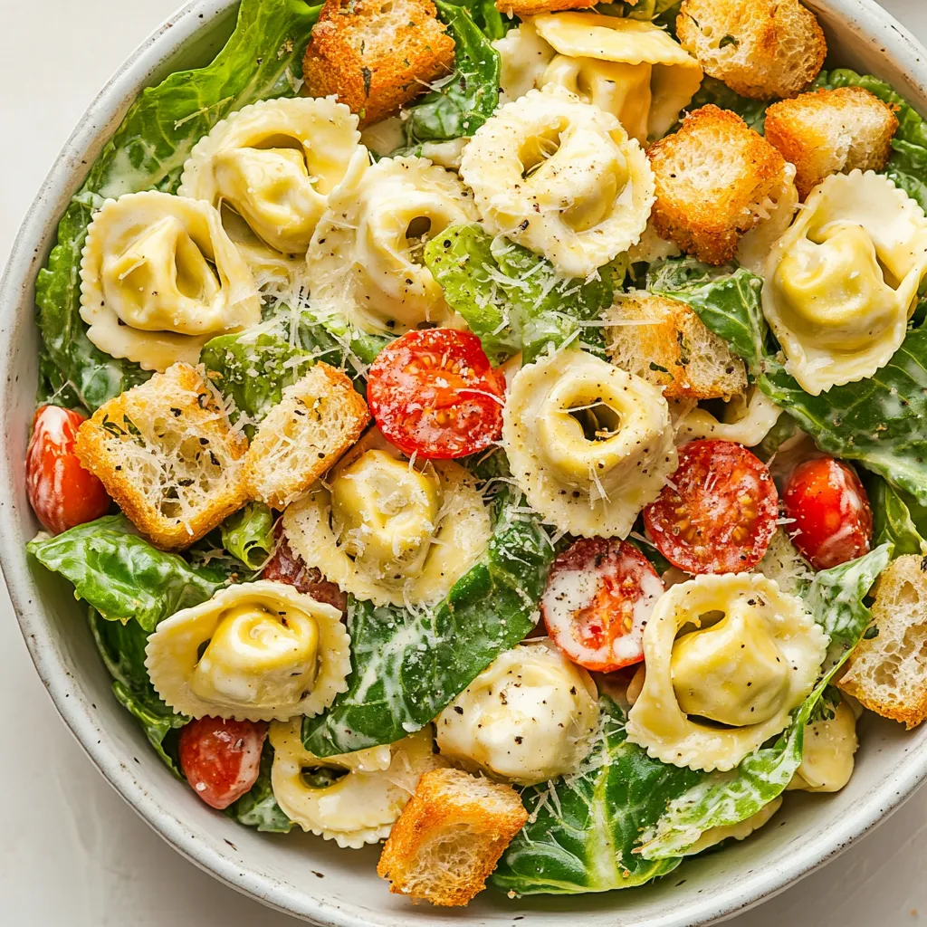 The Cheese Tortellini Caesar Pasta Salad is a delicious and easy-to-make dish, perfect for a quick lunch or dinner. The combination of cheese tortellini, romaine lettuce, cherry tomatoes, and Caesar dressing creates a flavorful and satisfying meal. This salad is ideal for those looking for a light yet filling meal option that can be prepared in no time. Not specified in the recipe is the specific taste or serving occasion, but based on its ingredients, it seems suitable for a variety of occasions, from casual gatherings to everyday meals.