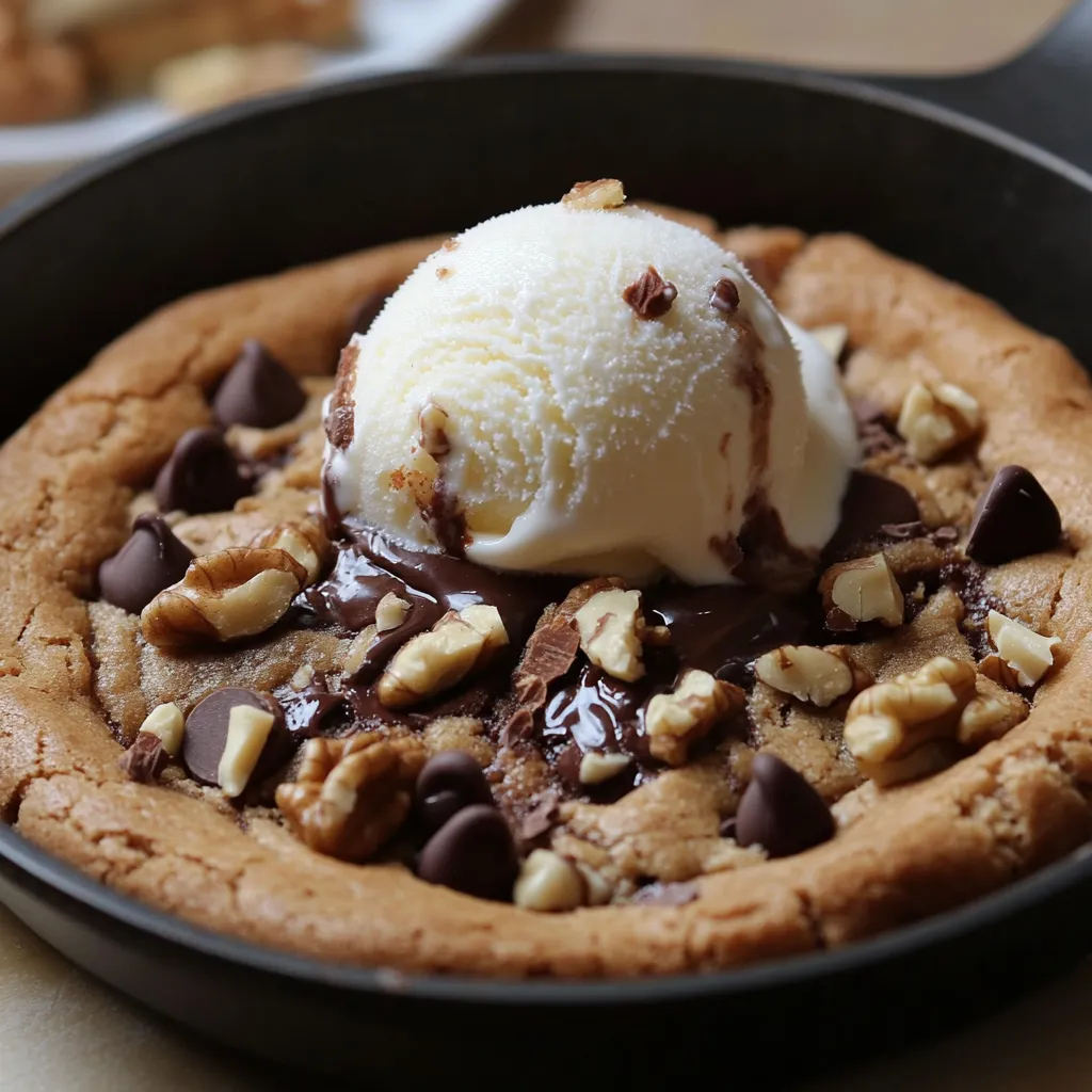 The Pizookie Delight Recipe combines the best of cookies and pies, making it a perfect treat for any occasion. The combination of a warm, gooey cookie-like base and a scoop of favorite ice cream creates a delightful dessert experience. With its rich flavors and textures, the Pizookie Delight is sure to satisfy any sweet tooth. Not specified in the recipe is the ideal time to serve this dessert, but based on its warm and comforting nature, it seems perfect for a chilly evening or a special gathering.