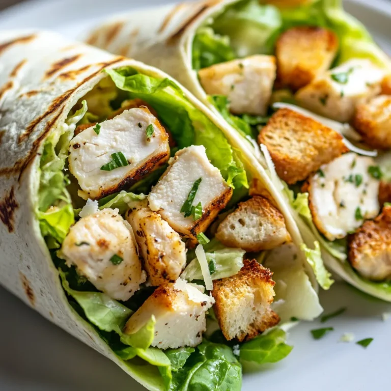 The Delicious Caesar Chicken Salad Lunch Wraps Recipe is a perfect solution for those looking for a tasty and easy-to-make lunch option. This recipe combines the freshness of romaine lettuce, the juiciness of chicken, and the creaminess of Caesar dressing, all wrapped up in a convenient and easy-to-eat package. The combination of crispy croutons, shaved parmesan cheese, and fresh parsley adds a delightful texture and flavor to the dish. Not specified in the recipe is the ideal time to serve, but based on the ingredients and the ease of preparation, it is suitable for a quick lunch or dinner.
