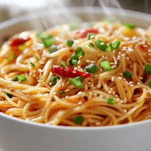 The Spicy Chili Garlic Noodles Recipe is a flavorful and spicy dish that combines the simplicity of noodles with the boldness of garlic and chili peppers. This recipe is perfect for those who enjoy a kick in their meals. The combination of crunchy vegetables, savory sauces, and the spiciness from the chili peppers creates a delightful experience for the taste buds. Not specified in the recipe is when to serve this dish, but given its quick preparation time, it's suitable for a weeknight dinner or a weekend lunch.
