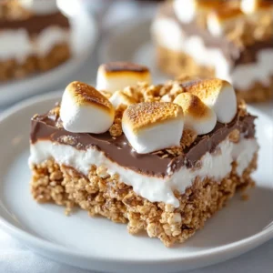 S'mores cereal bars are a delicious and easy-to-make dessert perfect for any occasion. The combination of chocolate-flavored cereal, marshmallows, and graham cracker crumbs creates a tasty treat that is reminiscent of traditional s'mores, but in a convenient bar form. These bars are great for serving at parties, picnics, or as a snack for kids and adults alike. Not specified in the recipe is the preferred time to serve these bars, but they can be enjoyed at any time of day.
