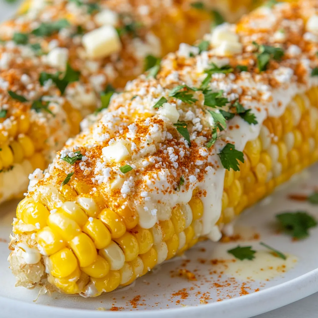 Mexican street corn, also known as elote, is a popular dish in Mexican cuisine, often served at outdoor events and gatherings. This recipe is a variation of the traditional elote, with added flavors and spices to give it a unique twist. The combination of grilled corn, creamy mayonnaise mixture, and fresh flavors creates a delicious and refreshing dish perfect for summer gatherings. Summer gatherings and outdoor events are ideal opportunities to serve dishes like Mexican street corn, as the smoky flavor of grilled corn and the creamy mayonnaise mixture make it a perfect fit for warm weather. Not specified in the recipe is the origin of this particular variation, but it is clear that the combination of flavors and textures makes it a standout.