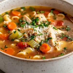 The Tuscan Chicken Soup Delight Recipe is a traditional Italian-inspired dish that combines the richness of chicken, the comfort of vegetables, and the tanginess of tomatoes. This recipe is perfect for a weeknight dinner or a special occasion, offering a hearty and flavorful meal that is sure to satisfy. It is Not specified in the recipe when to serve this dish, but it can be served at any time of the year, making it a versatile option for various occasions.